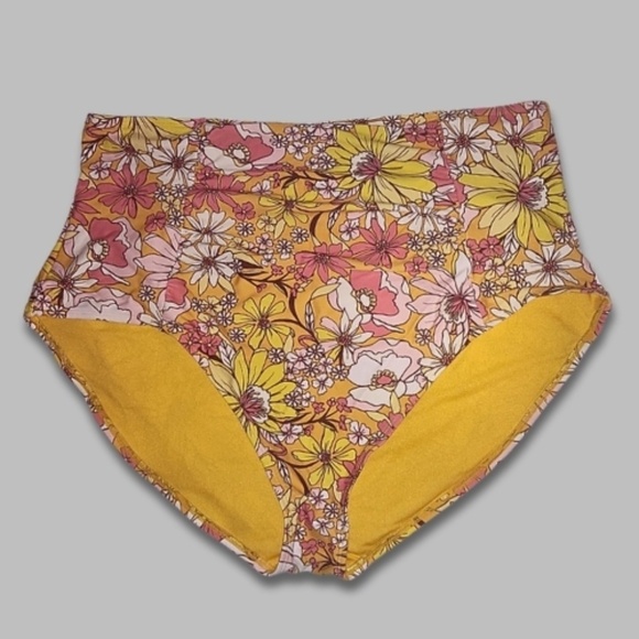 Adore Me Shelby Bikini Set Floral Underwire Halter High-Waist Gold/Pink 44DDD/4X - Picture 3 of 5